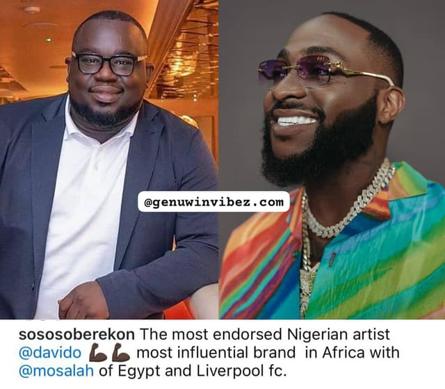 Davido is the most endorsed Nigerian artist - Music executive, Soso Soberekon claims.