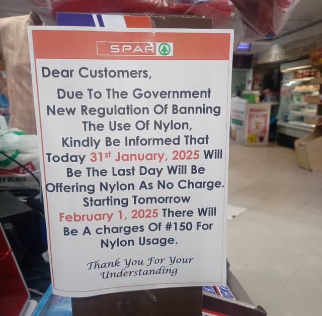 BREAKING: Spar bans use of Nylon.