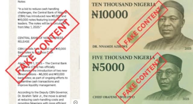 CBN DEBUNKS REPORTS OF N5,000, N10,000 BANKNOTES